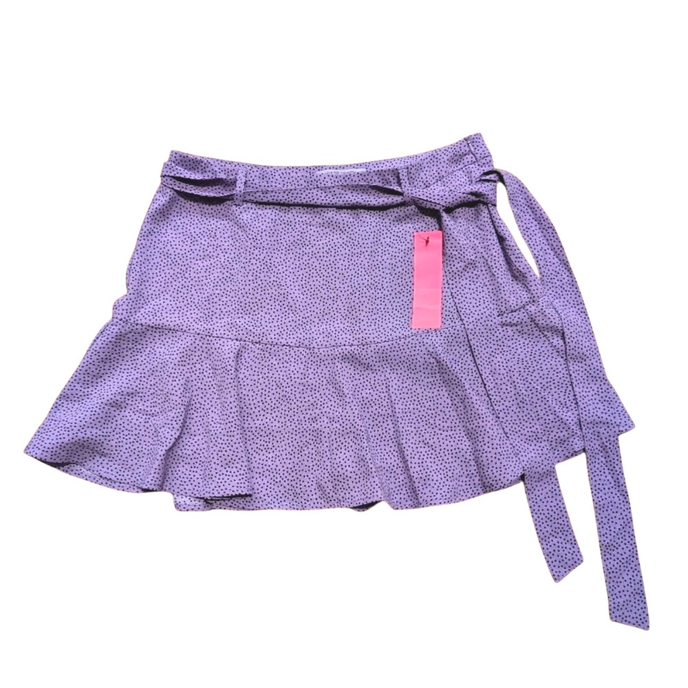 Love For Humanity Mini Skirt Jr XL Purple Dot Ruffled Skort Flare NEW NWT